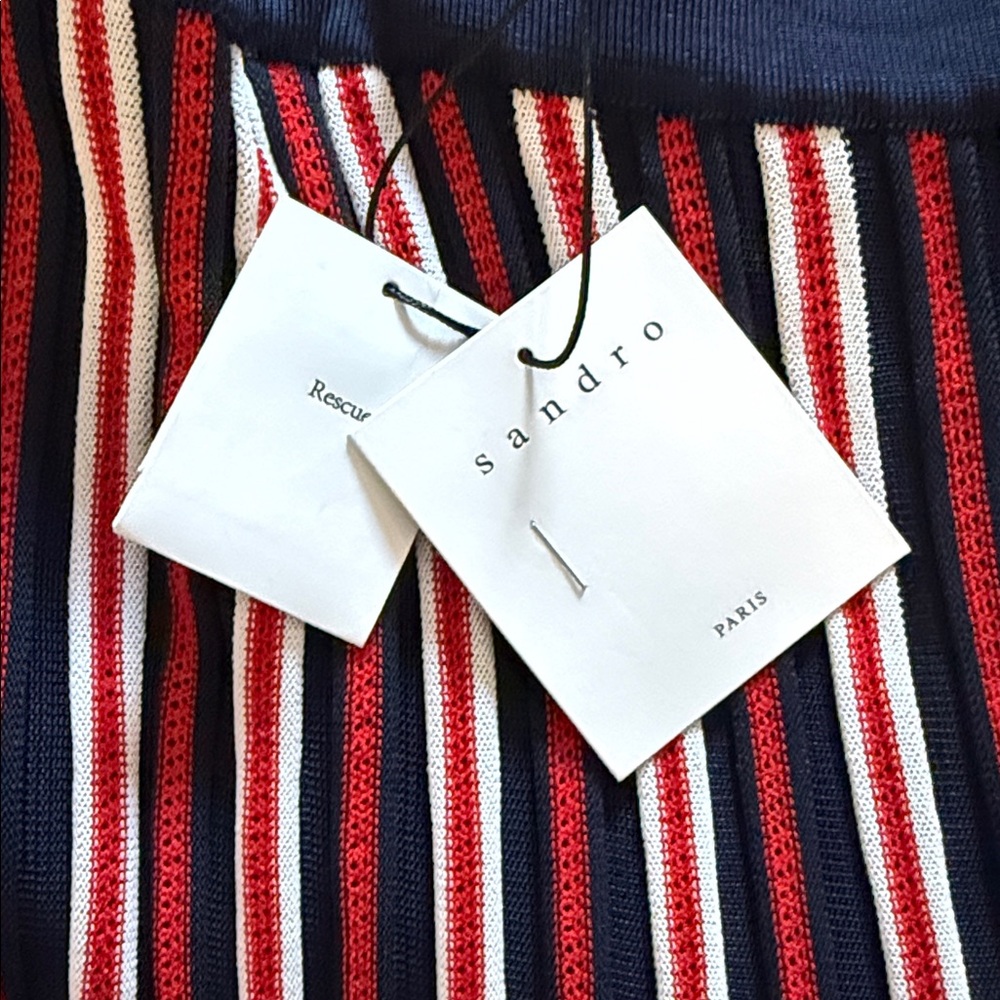 NAT Sandro Red and White Striped Maxi Skirt - Picture 2 of 3